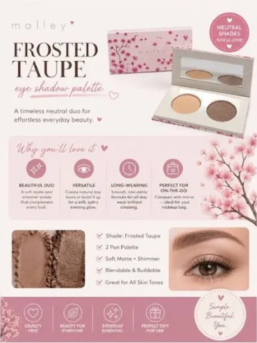 New Mally Beauty Eye Shadow and Base Palette Duo Brown Eye Maxing Neutral Color - Picture 3 of 6